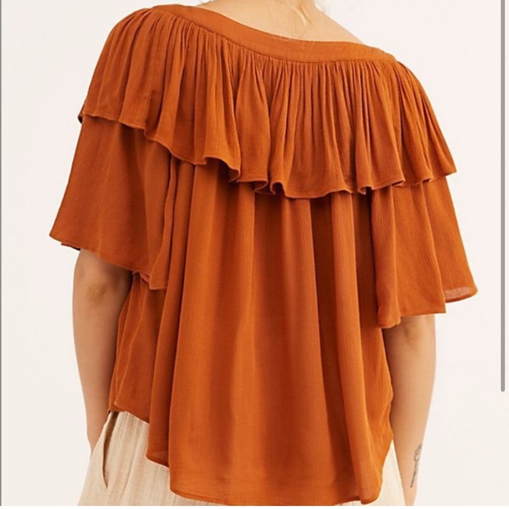 Free People Ruffled Blouse Top - Picture 2 of 6